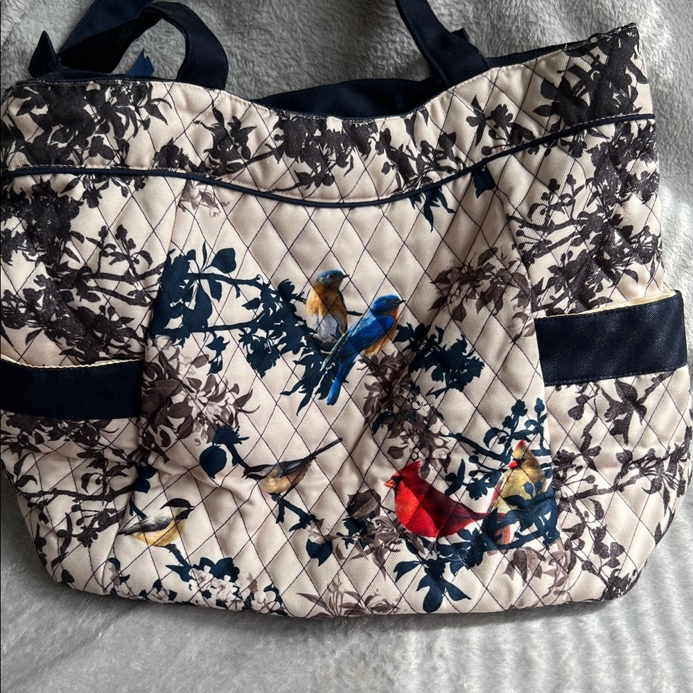 The Bradford Exchange Quilted Bird-Print Tote in Blue, White, Red, Yellow NWOT - Picture 10 of 15